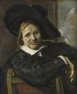 Istuvan miehen muotokuva, päässään pehmeä hattu tekijältä Frans Hals