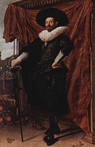 Willem van Heythuysen poseeraa miekan kanssa tekijältä Frans Hals