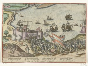 Rammekensin linnoitus vangittiin, 1573 tekijältä Frans Hogenberg