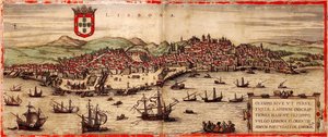 Näkymä Lissabonille ja Tejo-joelle alkaen: Maailmankartta, 1572