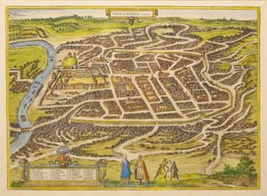 Vilna Georg Braunin maailman ensimmäisestä teatterista, 1580-luku tekijältä Frans Hogenberg