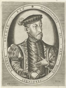 Keisari Maximilian II:n muotokuva Kuninkaat, kuningattaret, prinssit ja prinsessat (sarjan nimi) tekijältä Frans Huys