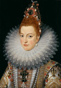 Arkkiherttuatar Isabella, n. 1601-20 (öljy paneelille) tekijältä Frans II (after) Pourbus