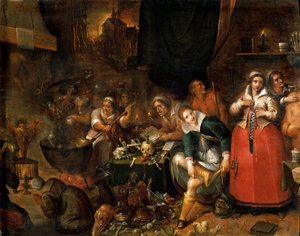 Noitien keittiö - Frans Francken, nuorempi (1581-1642). Öljy puulle, c. 1610. Mitat : 52x66,1 cm. Taidehistoriallinen museo, Vienne
