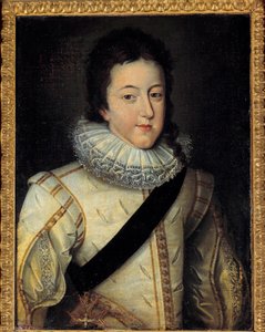 Ludvig XIII:n, Ranskan ja Navarran kuninkaan (1601-1643) muotokuva hänen avioliitossaan vuonna 1616 (h s/t 0,64 x 0,44) Frans Pourbus Le Jeunen (Francois (Franz) Porbus) mukaan tekijältä Frans II Pourbus