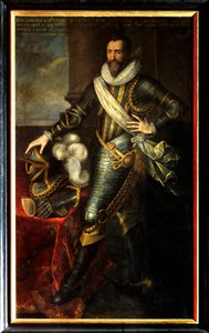 Muotokuva Maximilian de Bethunesta, Sullyn herttuasta (1559-1641) tykistön suurena mestarina. Pourbus Franz II Le Jeunen maalaus (Frans tai Francois Porbus tekijältä Frans II Pourbus
