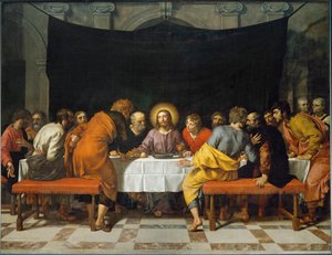 Viimeinen ehtoollinen. Maalattu Pariisissa sijaitsevan Saint Leu-Saint Gilles -kirkon pääalttarille ... tekijältä Frans II Pourbus
