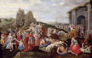 The Slaves and the Furies of Love (öljy paneelissa) tekijältä Frans II the Younger (after) Francken
