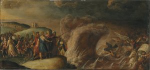 Les Israelites traversent la Mer Rouge - Israelilaiset ylittävät Punaisenmeren, Francken (II), Frans, School of . Öljyä kuparille. Mitat: 27,5x58,5 cm. Tukholman kansallismuseo tekijältä Frans II the Younger (studio of) Francken
