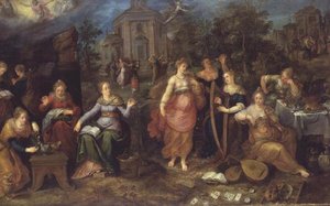 Vertaus viisaista ja tyhmistä neitsyistä tekijältä Frans II the Younger Francken