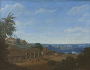 Maisema Brasiliassa sokeriplantaasilla, 1660. tekijältä Frans Jansz. Post