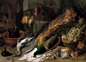 Asetelma, jossa on viininjäähdytin tekijältä Frans Snyders