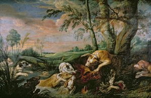 Villisian metsästys tekijältä Frans Snyders or Snijders