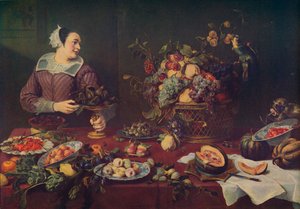 La Vendedora De Frutas, Hedelmämyyjä, 1636, c1934 tekijältä Frans Snyders or Snijders