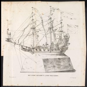 Laiva kellukkeena Saint Romboutin kulkueessa, 1825 Laivan nimi on 