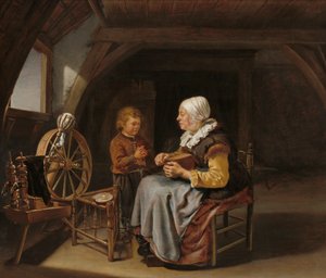 Saying Grace, n. 1650-1655 tekijältä Frans van Mieris