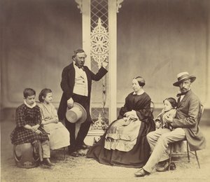 [Kuuden ihmisen ryhmämuotokuva], 1850-60-luku.