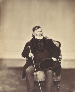 [Istuva mies kepin ja hatun kanssa], 1850-60-luku.