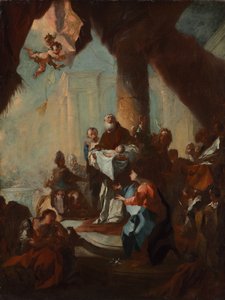 Tutkimus Kristuksen esittelyyn Pyhän Ulrichin temppelissä, Wien, n. 1750. tekijältä Franz Anton Maulbertsch