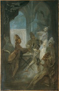 Teatterikohtaus (lapset leikkivät sotilaita?) tekijältä Franz Anton Maulbertsch