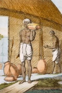 Butter-man, teoksesta "Hindut, tai niiden tapojen, pukujen ja seremonioiden kuvaus", n. 1808-1812 (värillinen etsaus)