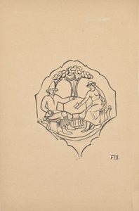 Talonpoikapariskunta (huonekalun täyte?) tekijältä Franz Barwig d. Ä.