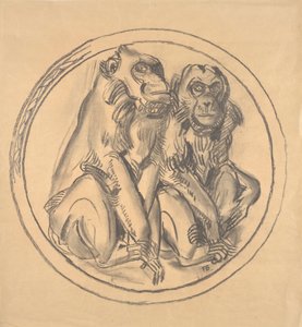 Luonnos helpotusta varten Schönbrunnin eläintarhan apinatalossa tekijältä Franz Barwig d. Ä.