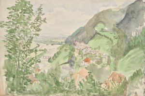 Jokimaisema vuorilla linnan kanssa tekijältä Franz Barwig d. Ä.