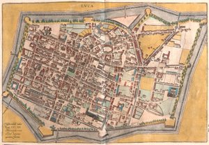Lucca, Italia (kaiverrus tekijältä Franz Hogenberg