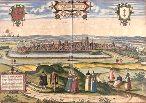 Näkymä Dantzigiin (Gedanum) (nykyinen Gdansk), Puola (etsaus tekijältä Franz Hogenberg