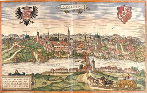 Näkymä Gorlitziin (Gorlitium), Saksa (etsaus tekijältä Franz Hogenberg