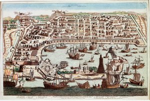Näkymä Messinan kaupungista Sisiliassa - Franz Hogenbergin (1535-1590) kaiverrus Braunin ja Hogenbergin "" Civitatis Orbis Terranumista" - 1594 (näkymä Messinan kaupungista, Sisilia - kaiverrus Franz Hogenberg (1535-1590) ) lähettäjältä "" Civitatis Hobis  tekijältä Franz Hogenberg