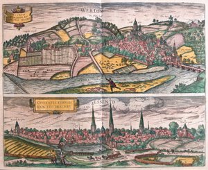 Werden ja Essen, Saksa (kaiverrus tekijältä Franz Hogenberg