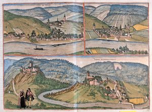 Zell an der Mosel, Bernkastel-Kues, Manderscheid, Saksa (kaiverrus tekijältä Franz Hogenberg