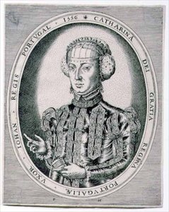 Muotokuva Katariina, Portugalin kuningatar, Johannes III:n (1502-57) vaimo 1556 (kaiverrus) tekijältä Franz Huys