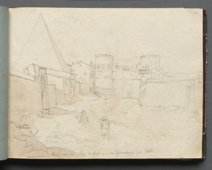 Albumi näkymistä Roomaan ja ympäristöön, Maisematutkimukset, sivu 06a: Rome von der Porta.... tekijältä Franz Johann Heinrich Nadorp