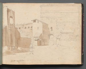 Albumi näkymistä Roomaan ja ympäristöön, Maisematutkimukset, sivu 11a: Porta Maggiore. tekijältä Franz Johann Heinrich Nadorp