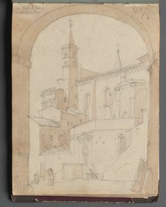 Albumi näkymistä Roomaan ja ympäristöön, Maisematutkimukset, sivu 18a: Saint John Lateran, Rooma. tekijältä Franz Johann Heinrich Nadorp