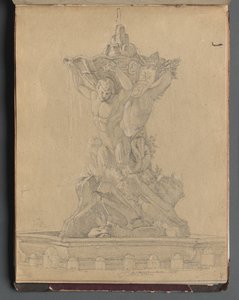 Albumi näkymistä Roomaan ja ympäristöön, Maisematutkimukset, sivu 21a: Roman Fountain. tekijältä Franz Johann Heinrich Nadorp