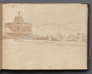 Albumi näkymistä Roomaan ja ympäristöön, Maisematutkimukset, sivu 23a: Castle St Angelo, Rooma tekijältä Franz Johann Heinrich Nadorp