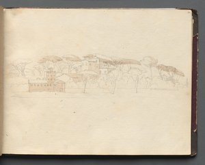 Albumi näkymistä Roomaan ja ympäristöön, Maisematutkimukset, sivu 30a: Roomalainen panoraamanäkymä tekijältä Franz Johann Heinrich Nadorp