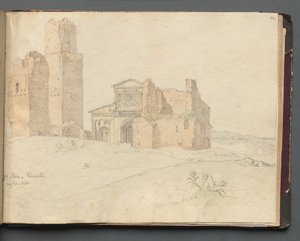 Albumi Rooman ja ympäristön näkymistä, Maisematutkimukset, sivu 41a: St. Pietro, Toscanella. tekijältä Franz Johann Heinrich Nadorp