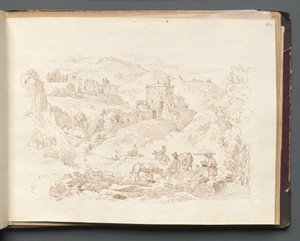 Albumi näkymistä Roomaan ja ympäristöön, Maisematutkimukset, sivu 43a: Roman Landscape. tekijältä Franz Johann Heinrich Nadorp