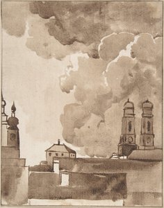 Näkymä Müncheniin ja Marienkirche oikealla, 1700-luvun loppu - 1800-luvun alku.