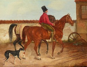 Hevosta taluttava ratsastaja ja koira (Franz Krügerin mukaan) tekijältä Franz Krüger