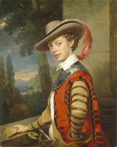 Prinssi Nikolai Saltykovin muotokuva komeassa mekossa, 1850 tekijältä Franz Krüger