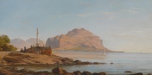 Palermon lahti näköalalla Monte Pellegrinolle. 1846