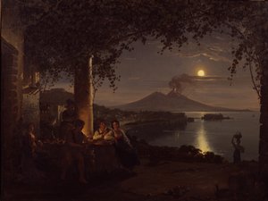Kuutamoinen näkymä Napolinlahdelle (öljy kankaalle)