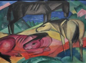 1913 Franz Marc Kolme hevosta II tekijältä Franz Marc