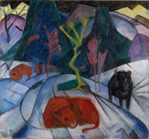 Biisoni talvella Punainen biisoni, 1913. tekijältä Franz Marc